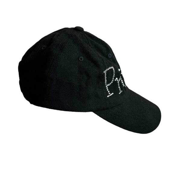 Vintage Y2K Get Lucky USA Princess Bedazzled Bling Baseball Cap Hat Black Womens - Picture 6 of 8